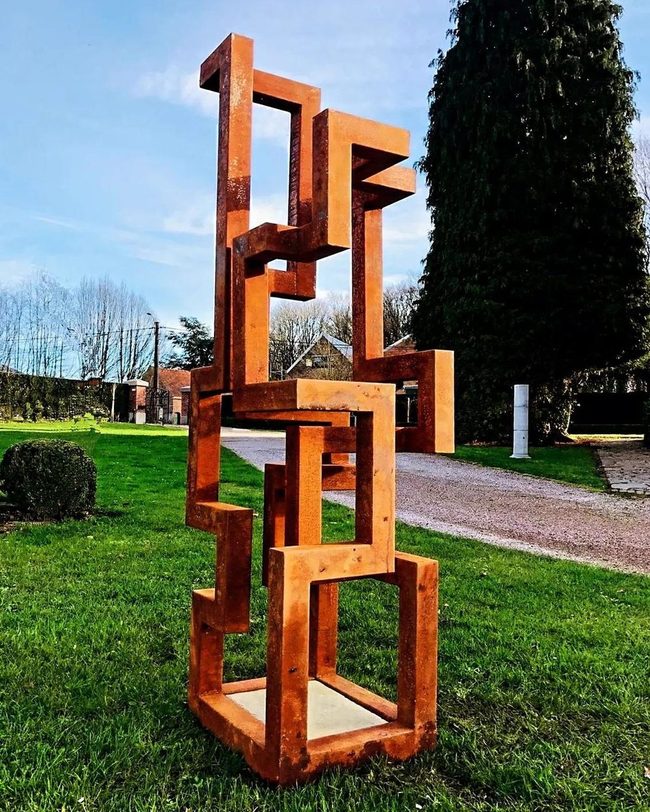 Rusted Metal Geometry Garden Statement