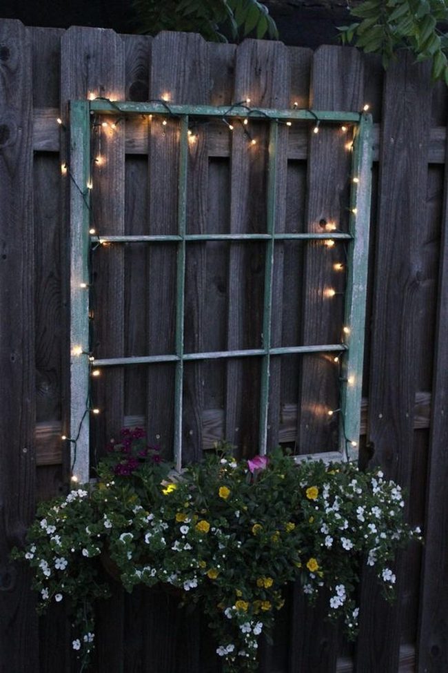 Weathered Wood Garden Frame With Cascading Flowers