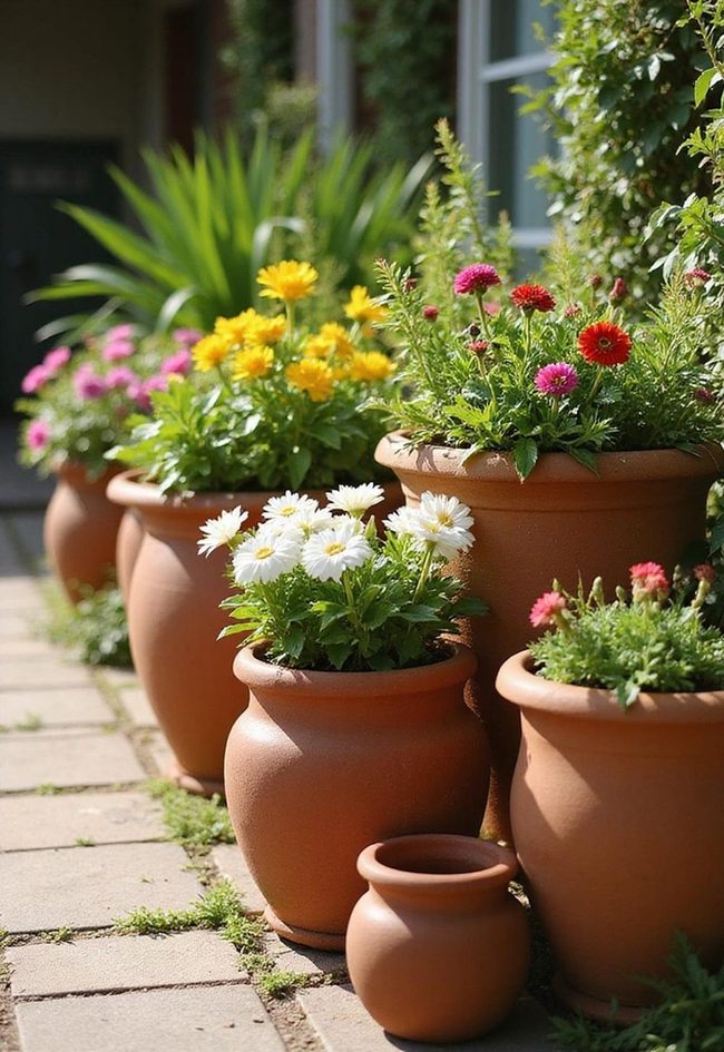 Terracotta Pots Cascade Living Greenery