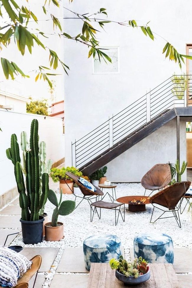 Brown Leather Firepit Gathering Space