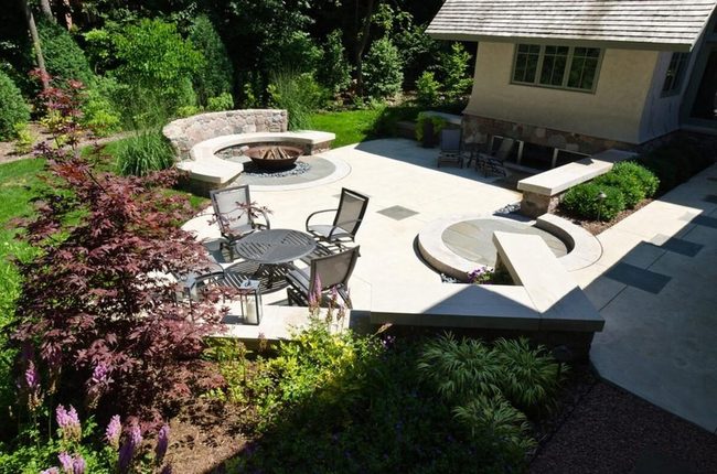 Tiered Concrete Zones With Fire Pit