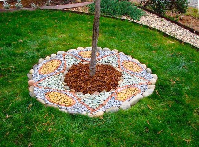 Colorful Pebble Mandala Garden Bed