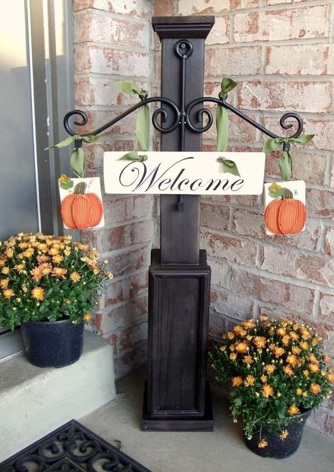 Orange Pumpkins Front Porch Post