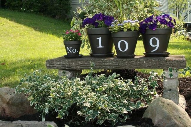 Stacked Pots House Numbers