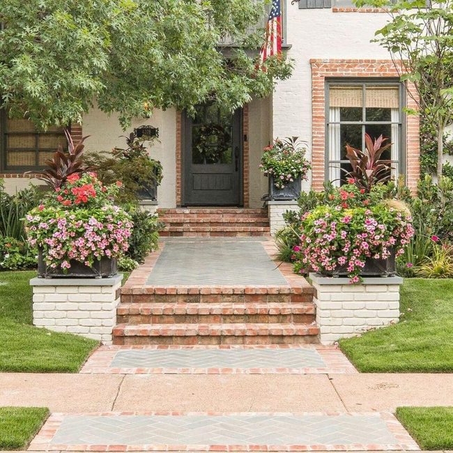 Bright Blooms Frame Your Entrance
