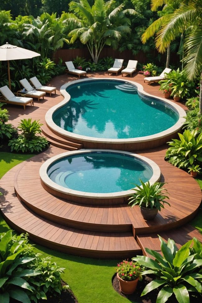 Tiered Deck Benches for Poolside