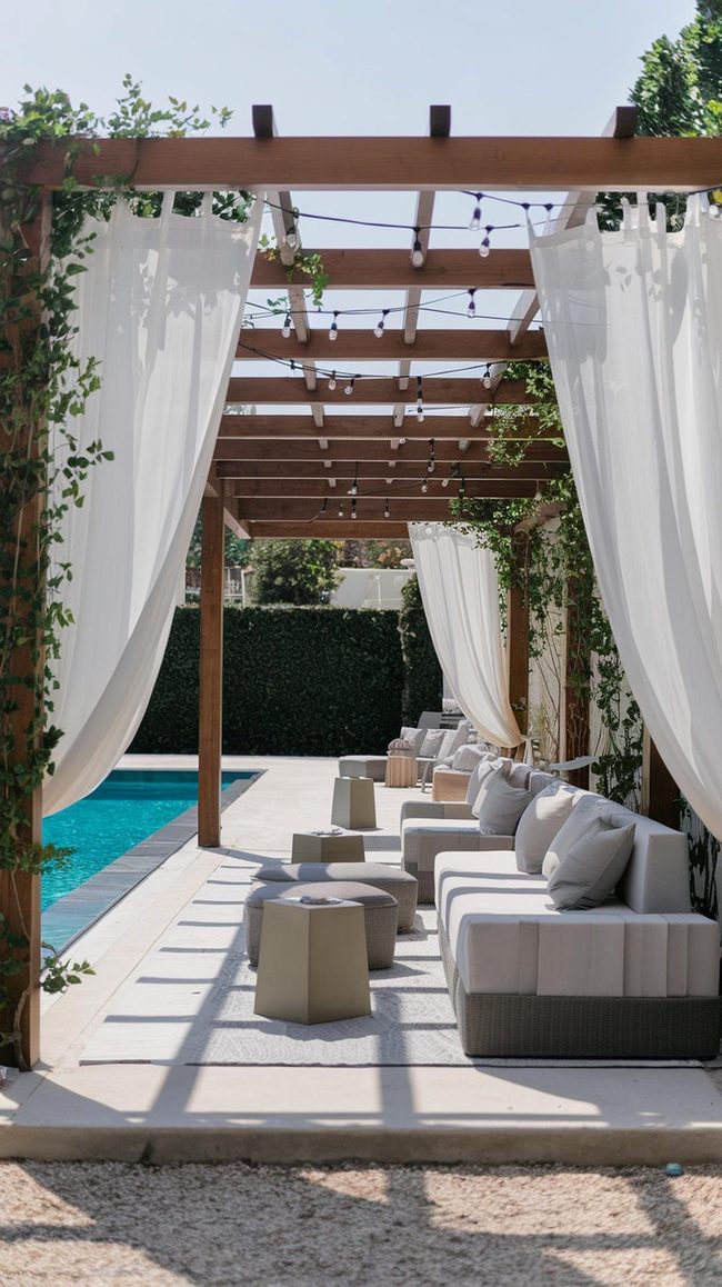 Poolside Pergola with Climbing Vines