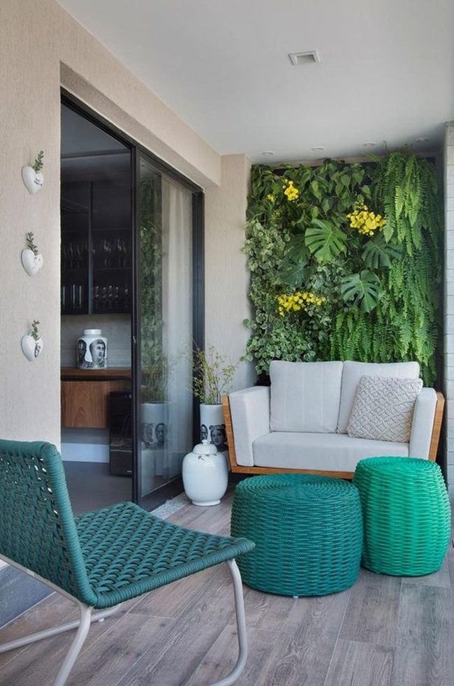Yellow Blooms Green Seating Area