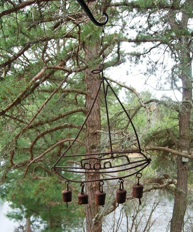Deep Red Sailboat Garden Bells