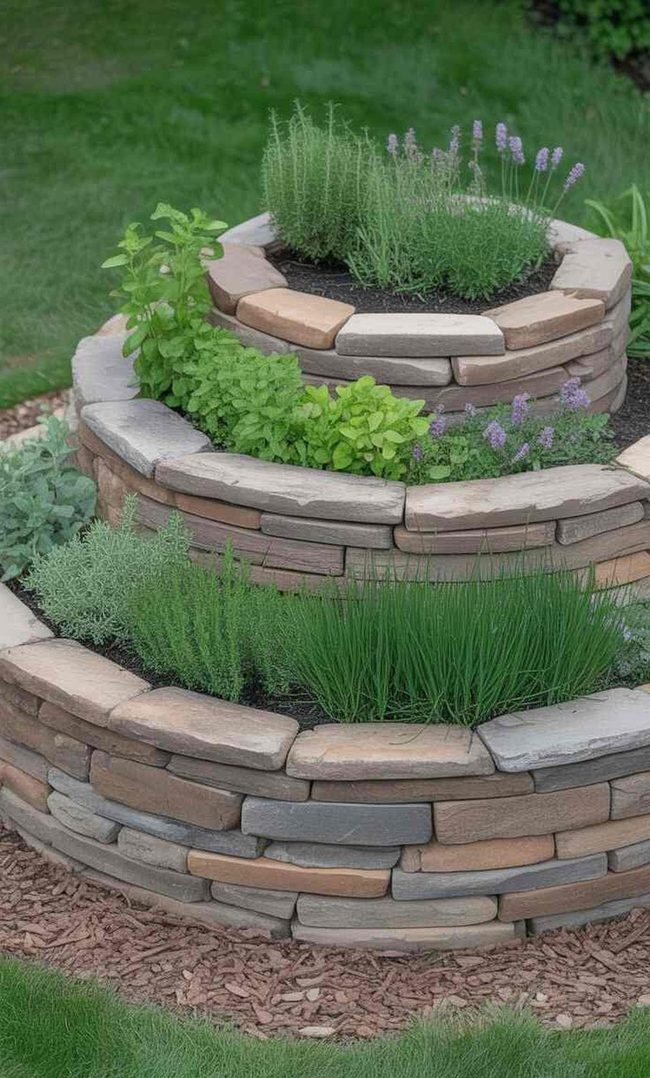 Stacked Stone Herb Spirals