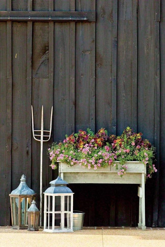 Wooden Planter Bursting With Pastels