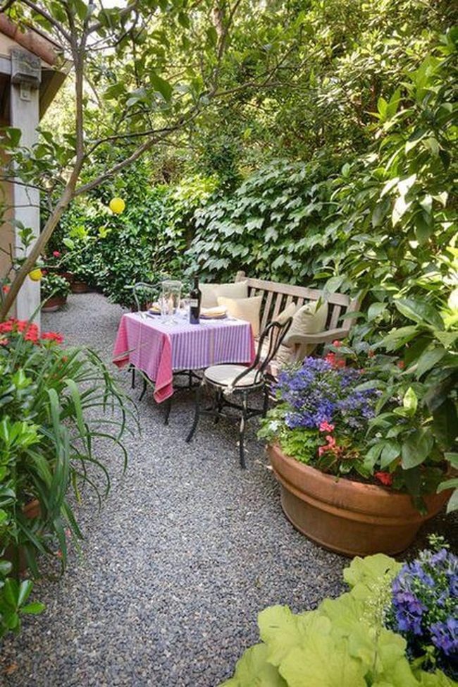 Potted Flowers Frame Intimate Garden Dining