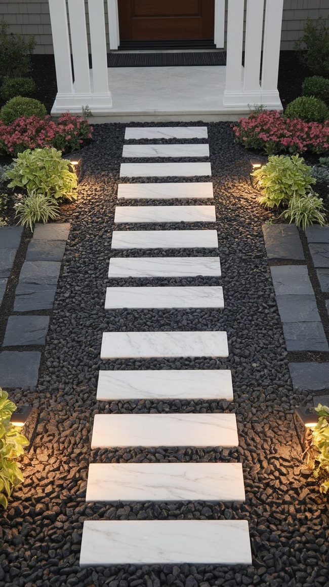 Modern Stone Front Yard Design