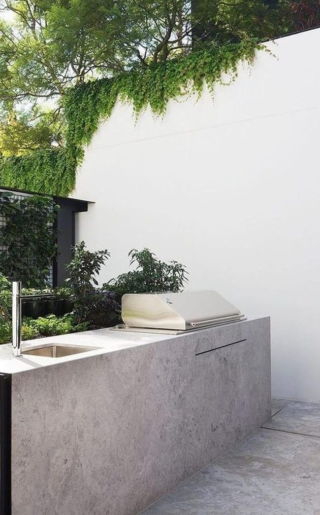 Gray Stone Outdoor Kitchen Oasis
