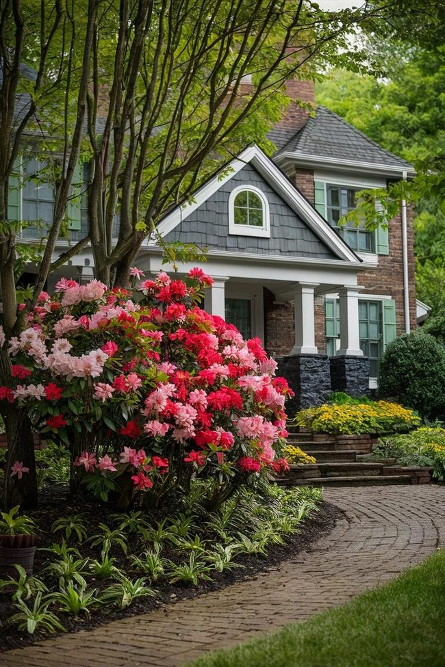 Pink And Red Azalea Blooms