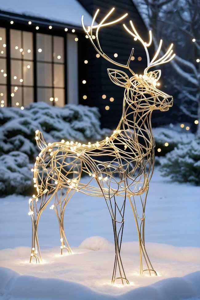 Glowing Wire Reindeer Patio Centerpiece