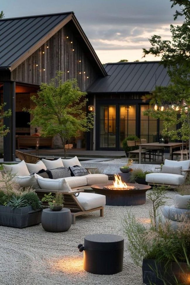 Dark Metal Roofing Modern Outdoor Retreat
