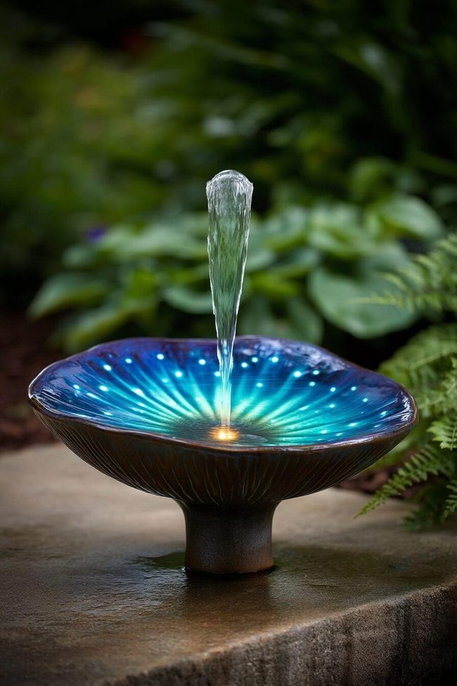 Solar-Powered Mushroom Bath Glows