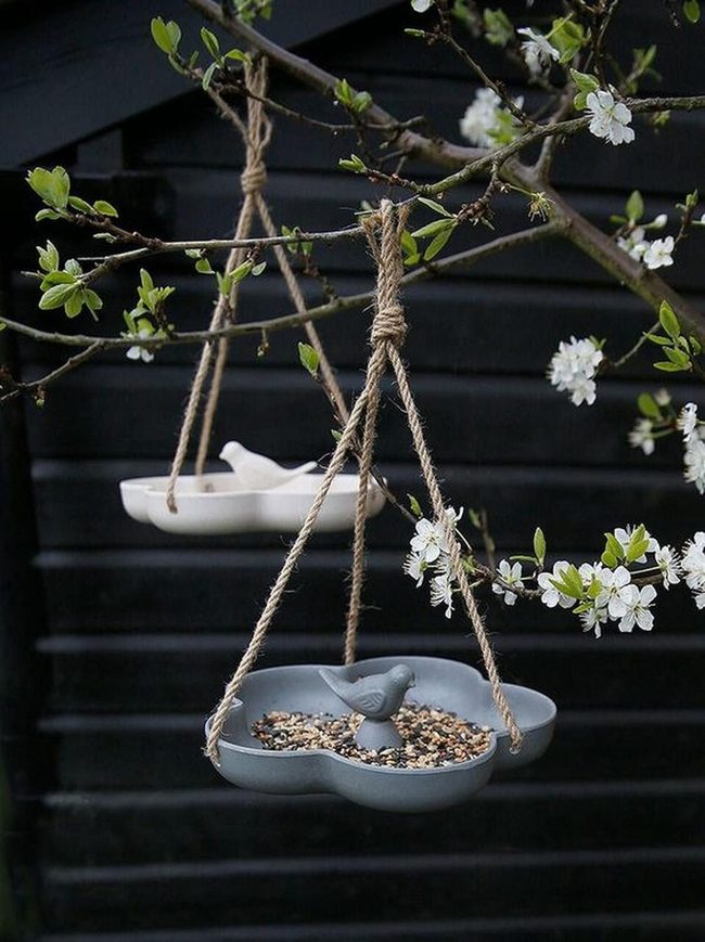 Floral Bird Feeders With Rope Hangers