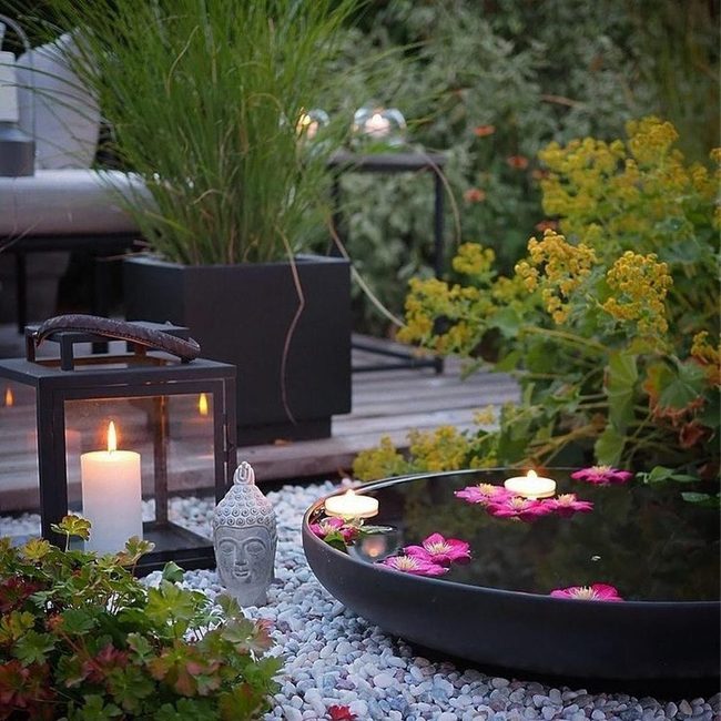 Candlelit Water Bowl Garden Feature