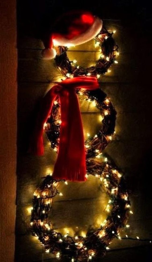 Glowing Snowman Red Scarf Lights