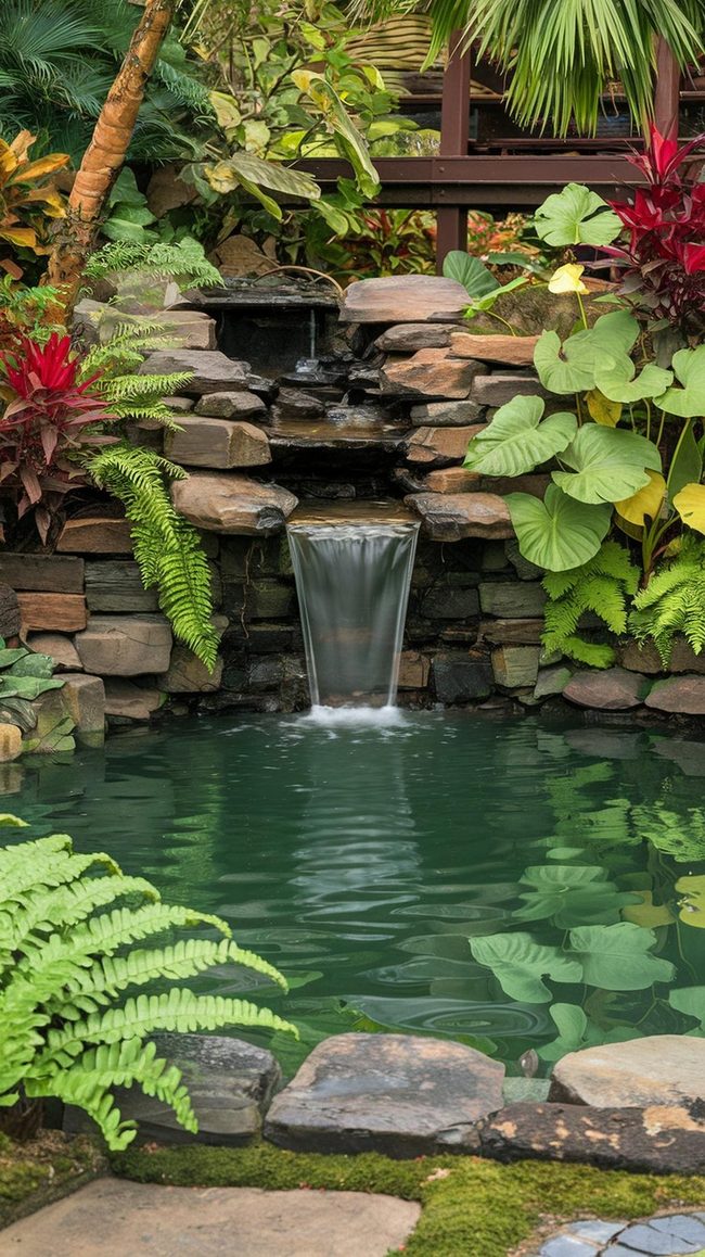 Cascading Stone Pond Centerpiece