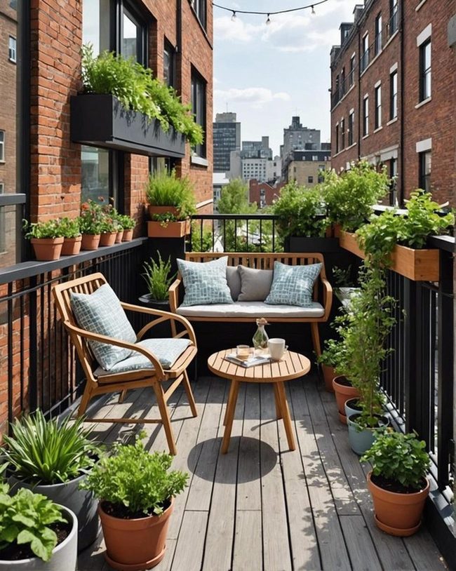 City Balcony with Rooftop Flowers