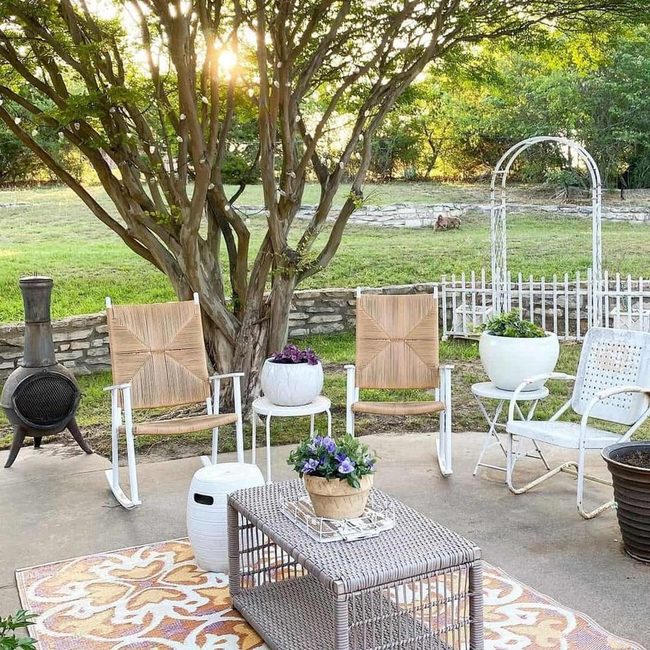 Orange Floral Rug Outdoor Retreat