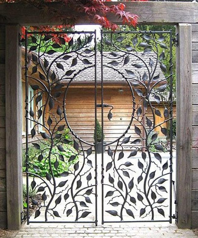 Ornate Iron Gates, Falling Leaves