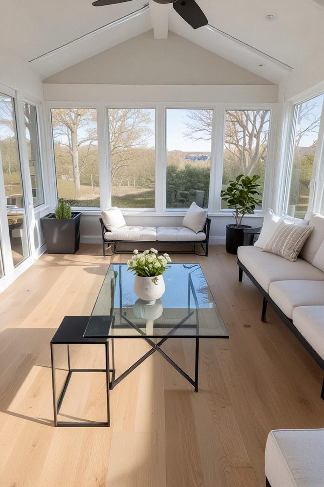 Clean Glass and Steel Tables