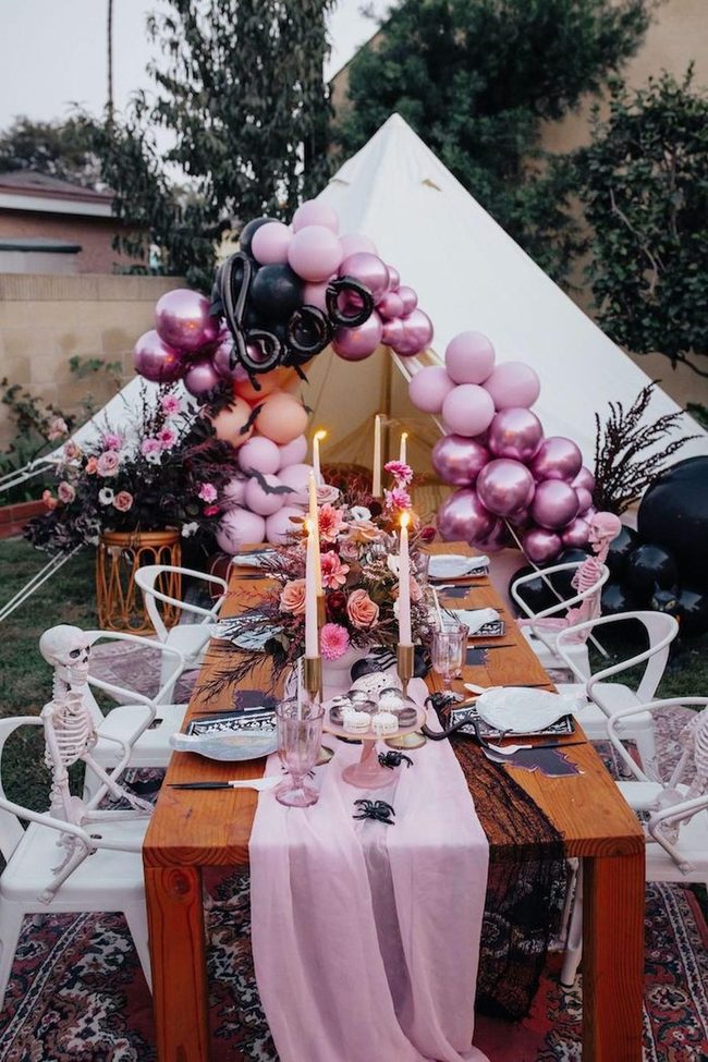 Pink And Black Halloween Tent Elegance