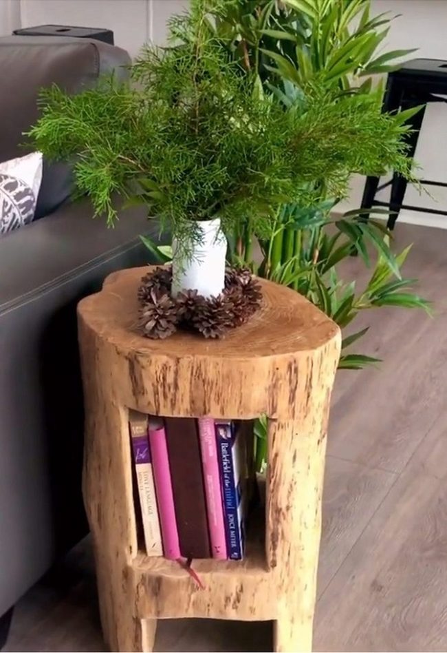 Natural Wood Stumps Stacked Shelving