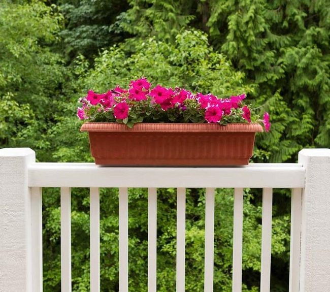 Flowers Bursting Over Railing Planters
