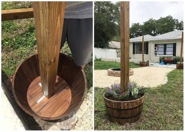 Flowering Planter With Draped Lights