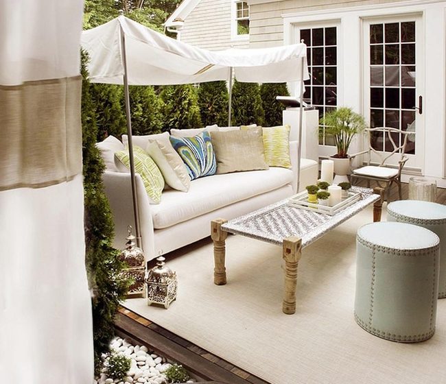Colorful Pillows On White Sofas