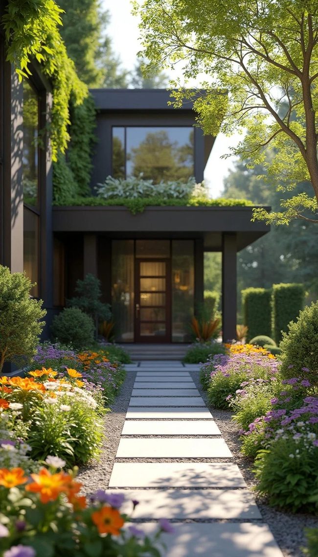 Stone Pathways Define Garden Structure