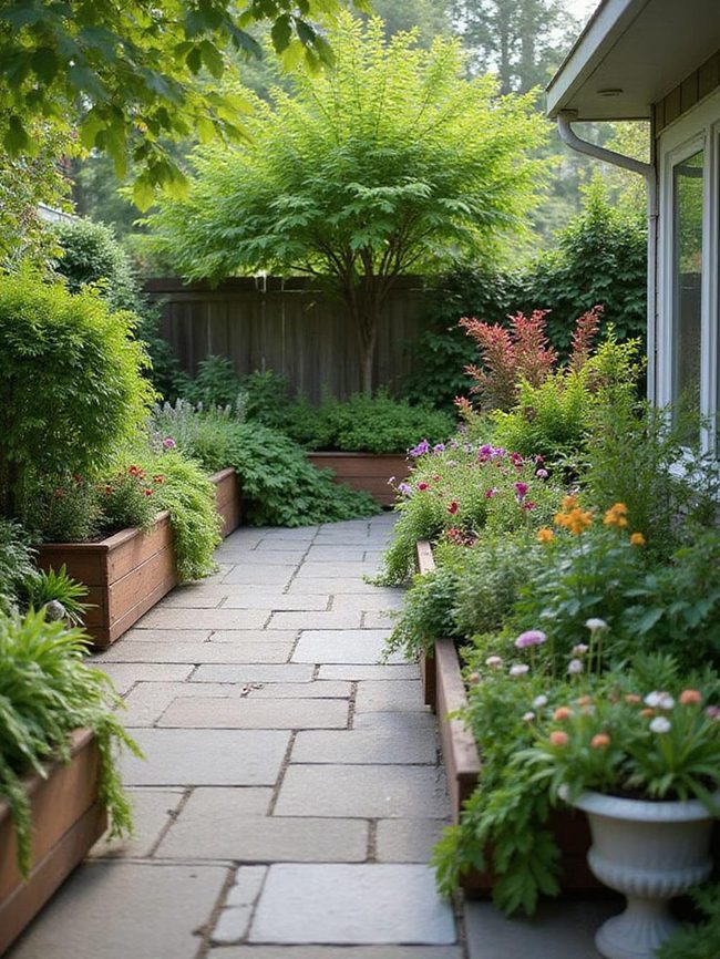 Potted Greenery Transforms Concrete Patios