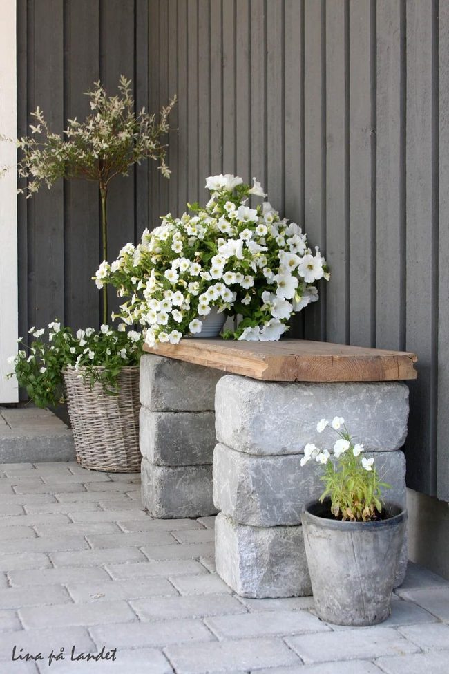 White Lilies Frame Wooden Garden Bench