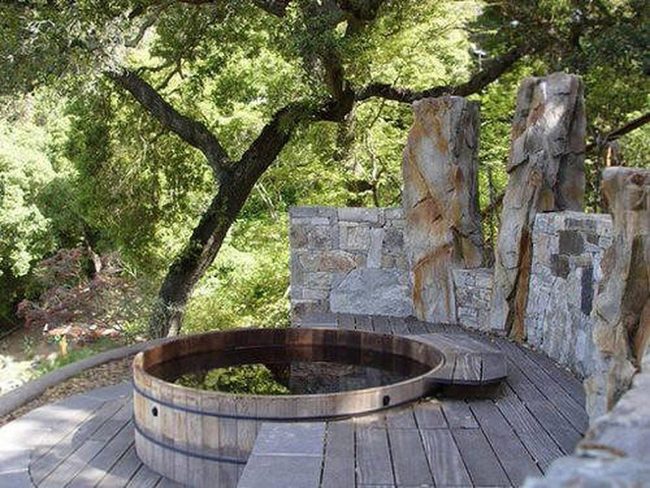 Stacked Stone Privacy Walls