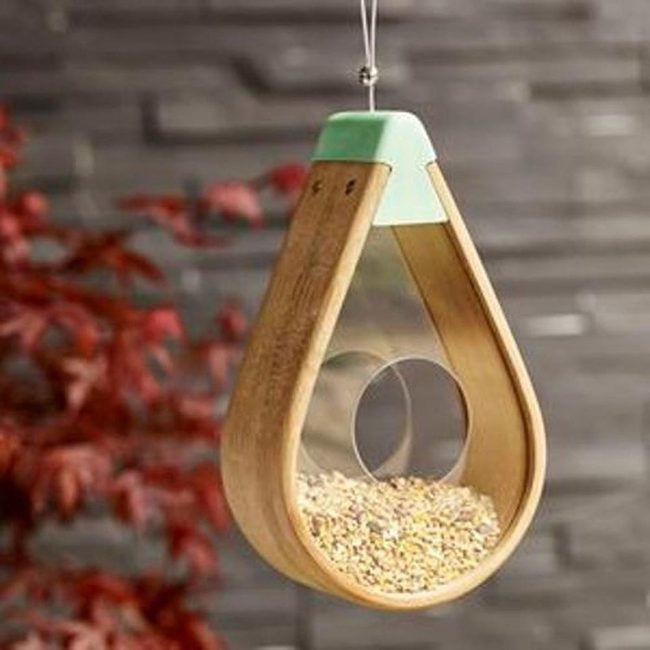 Mint Glass Teardrop Bird Feeder