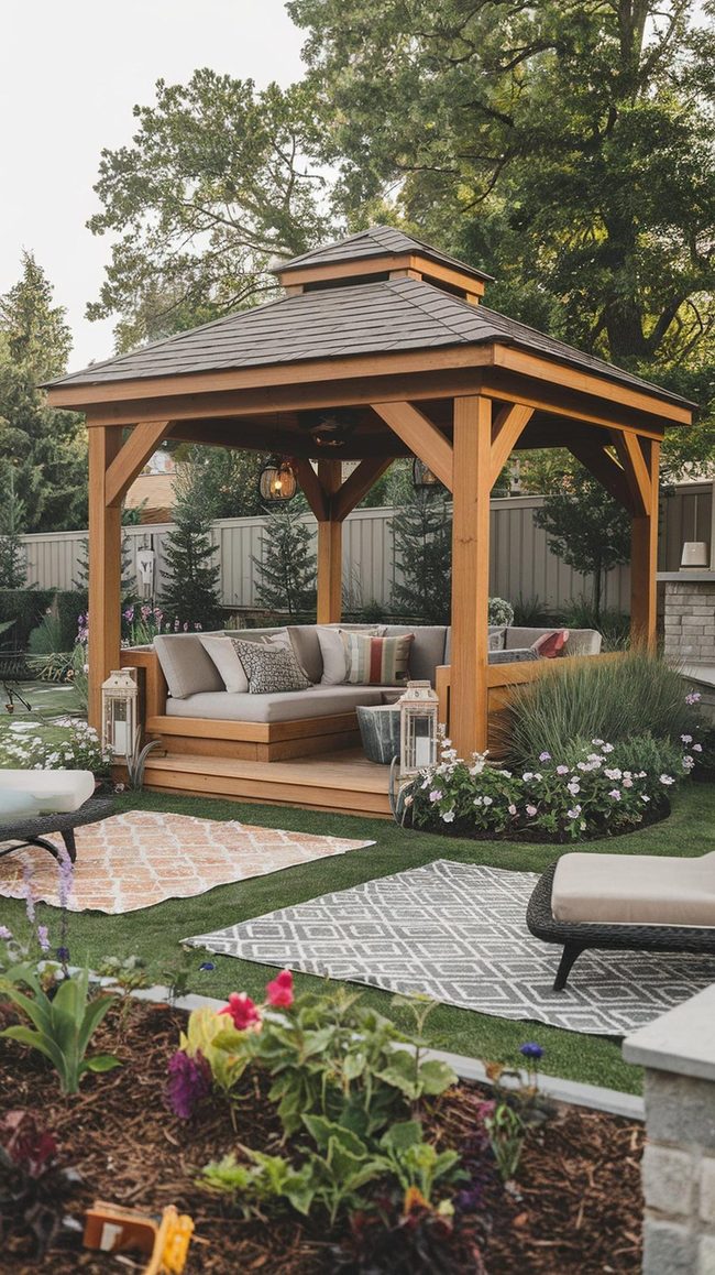 Backyard Lounge with String Lights