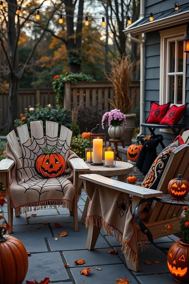Orange Jack-O'-Lantern Patio Throws
