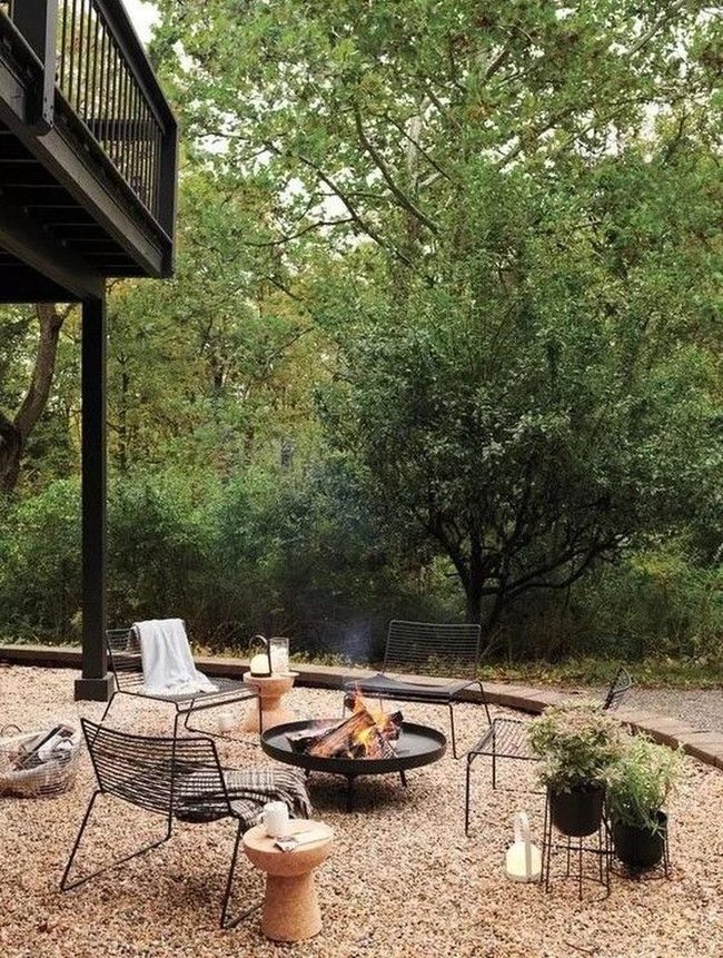 Black Metal Firepit Gathering Space