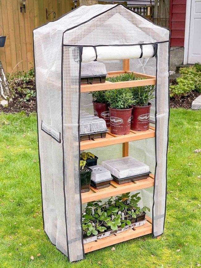 Wooden Shelf Greenhouse For Seedlings