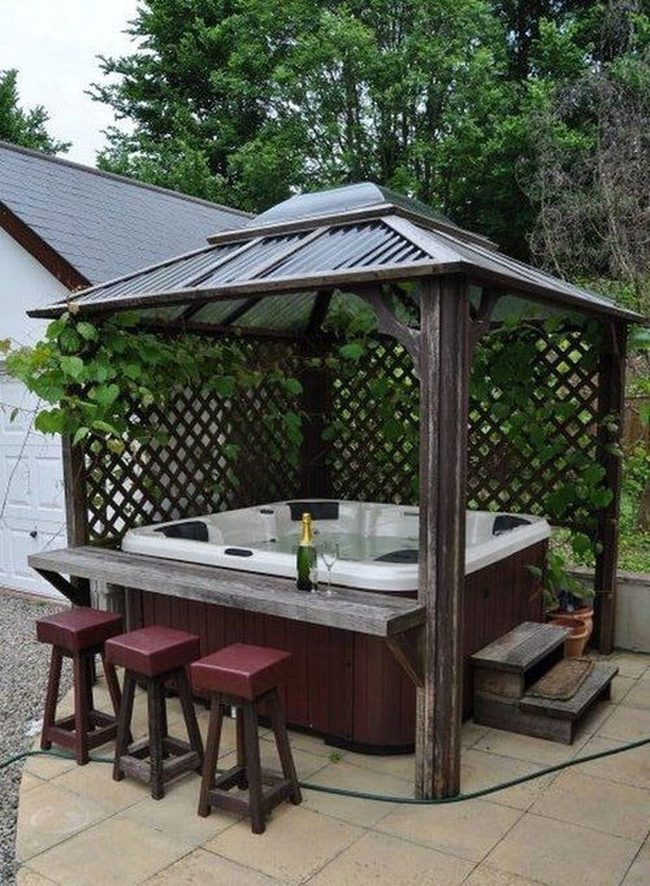 Wooden-Screened Hot Tub Retreat