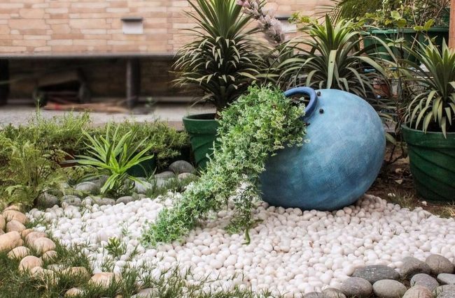 Terra Cotta Succulents In Gravel