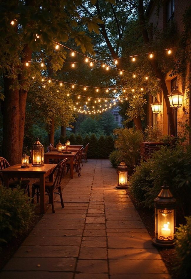Crisscross String Lanterns Above