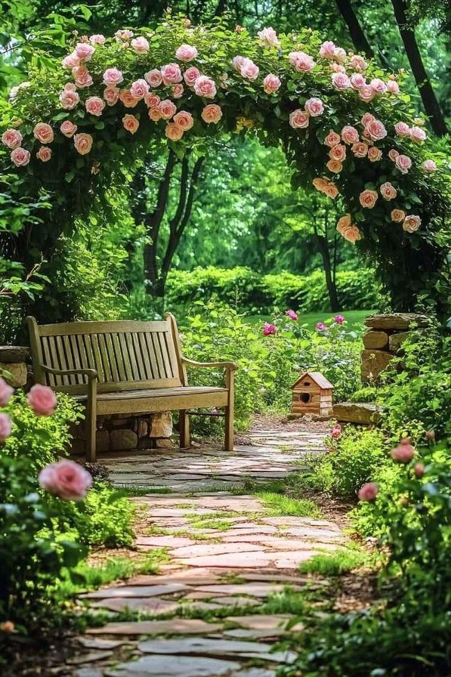 Pink Climbing Roses Garden Arch