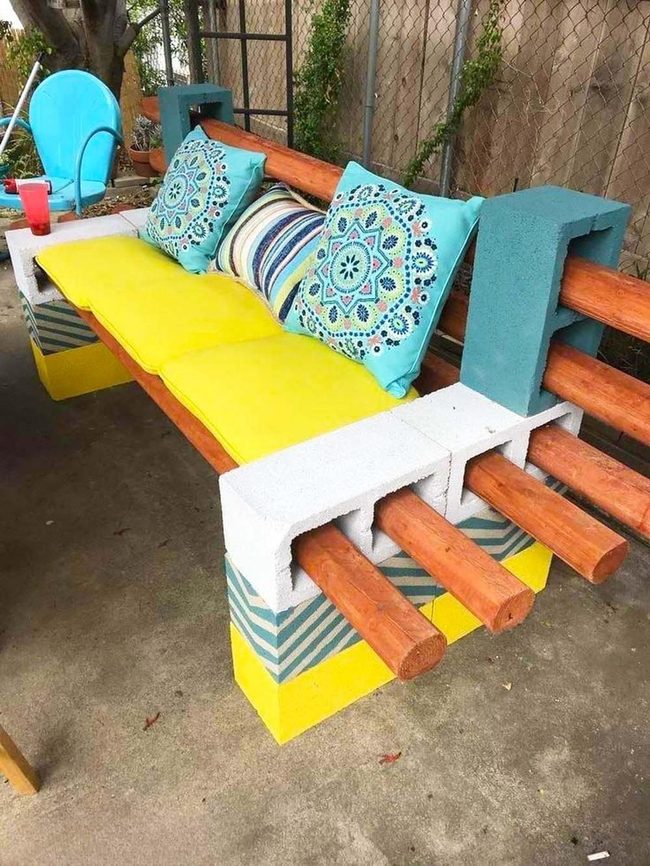 Yellow Cinder Block Lounger