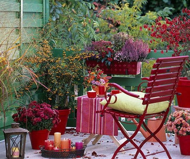 Terracotta And Burgundy Autumn Balcony